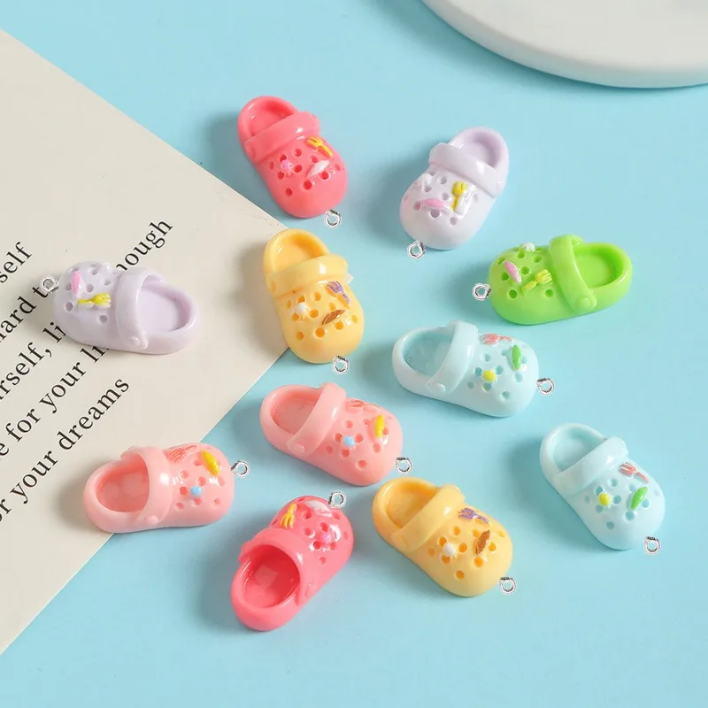 10Pcs Cute Shoes Resin Pendants Ring For Jewelry Making Findings Earrings Necklace Keychain Clothing Bag Crafts Supplies Hook
