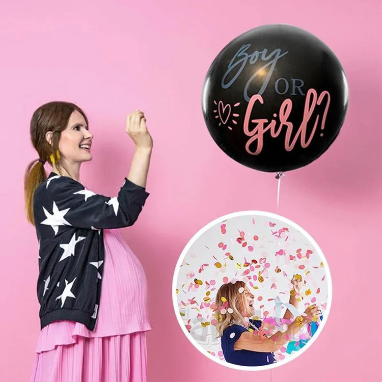 Black Boy Or Girl Gender Reveal Balloons 36inch Latex Balloon with Confetti for Baby Shower Birthday Party Decor Globos Supplies