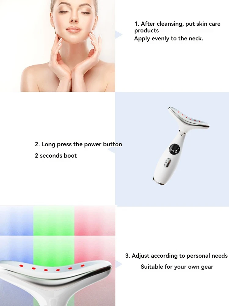 جهاز التجميل الذكي (للوجه والرقبة) تدليك الاهتزاز العلاج بالضوء علاج تنشيط الجلد رفع وثبات الوجه #6