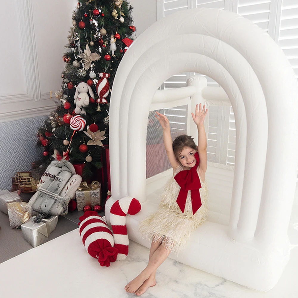 Aufblasbares Springhaus für Kinder, Regenbogen-Hüpfhaus, Geburtstagsgeschenk, Mini-aufblasbares Schloss für Kinder, PVC, integrierte Luftpumpe