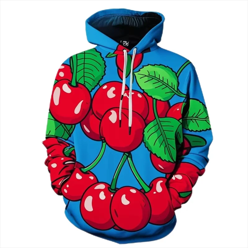 Harajuku موضة الكرز هوديس للرجال ملابس مضحك الفاكهة بلوزات الخريف النساء رياضية عادية الصبي الشارع الشهير للجنسين بلايز