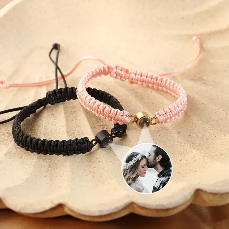 

DHQH Customized Photo Projection Bracelet Personalized Commemorative Photo Braided Rope Bracelet Men's Bracelet Gift for Him