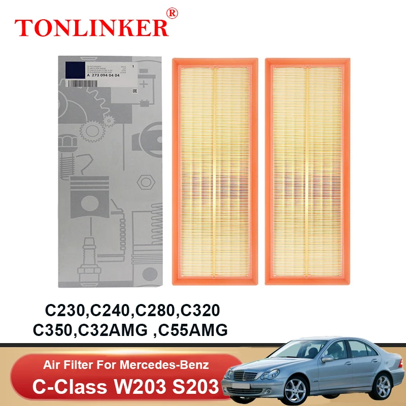 

TONLINKER Air Filter A2730940004 For Mercedes Benz C Class W203 S203 2000-2007 C230 C240 C280 C320 C350 C32 C55 AMG A1120940004