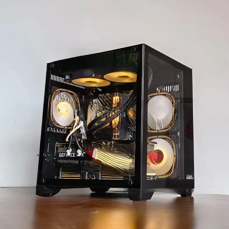 Snow-white Computer Case Desktop MATX Seaside Apartment 240/360 Water Cooling Full Side Transparent ITX Empty Box No Attachments