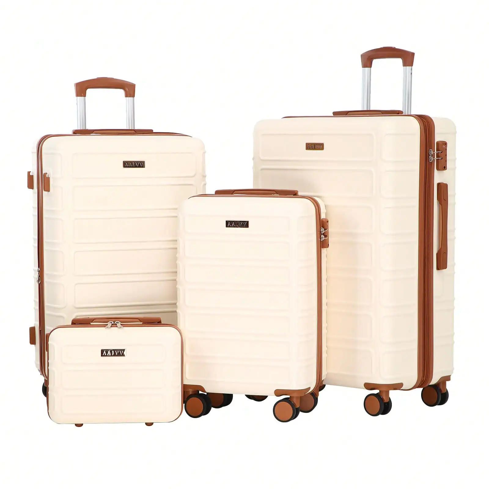 AAIVV Juego de maletas expandibles de ABS 4 en 1, maletas rígidas de 13/20/26/28 pulgadas con ruedas giratorias dobles y cerradura TSA, bolsas de viaje resistentes para todas las necesidades de viaje