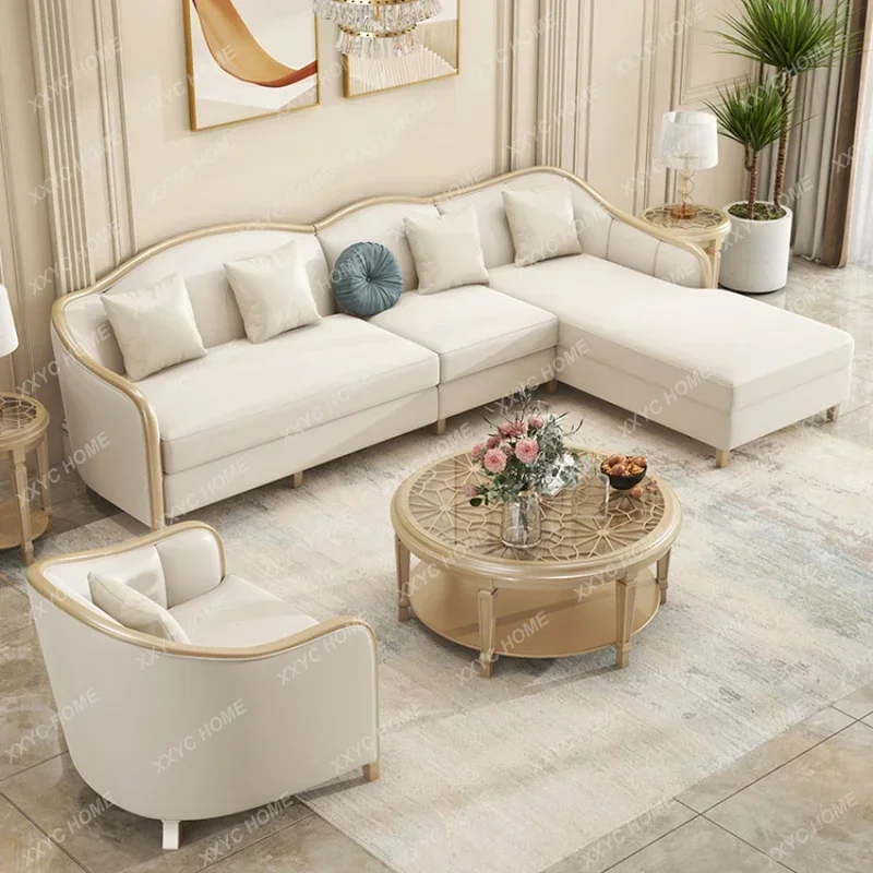 

Leather Sofa Large and Small Apartment Type Living Room Modern Simple European High-End Sofa