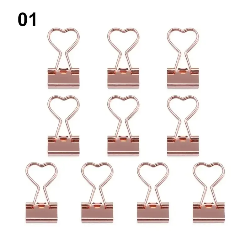 10 Stück 19 mm roségoldene Herz-Bindeklammern, niedliche Metall-Büroklammern für die Organisation im Büro und in der Schule