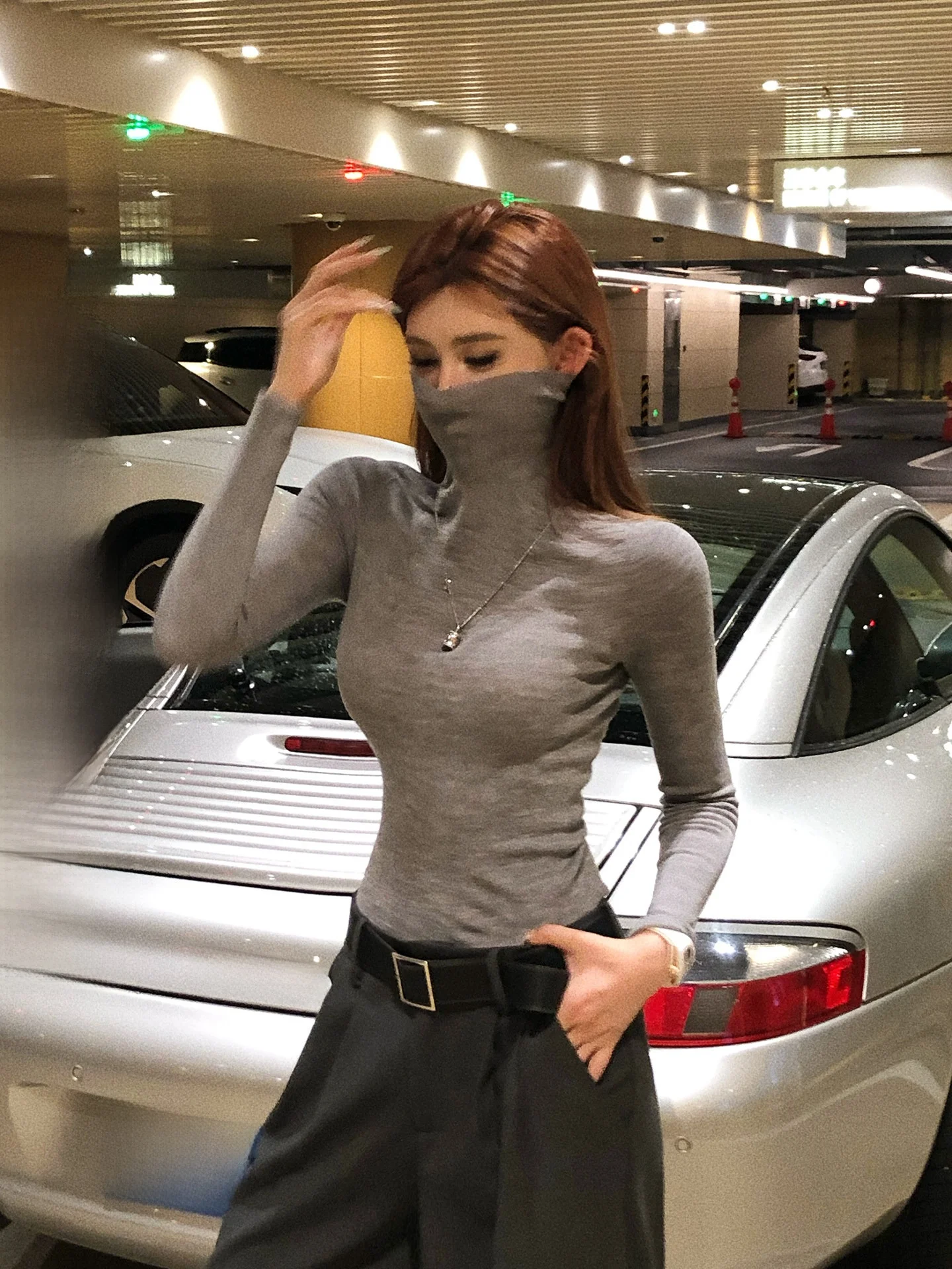

Ele High Collar Long Sve Women's Woolen irt Slim Fit Faionable Street Sle Commute Wear Daily Travel Suitable