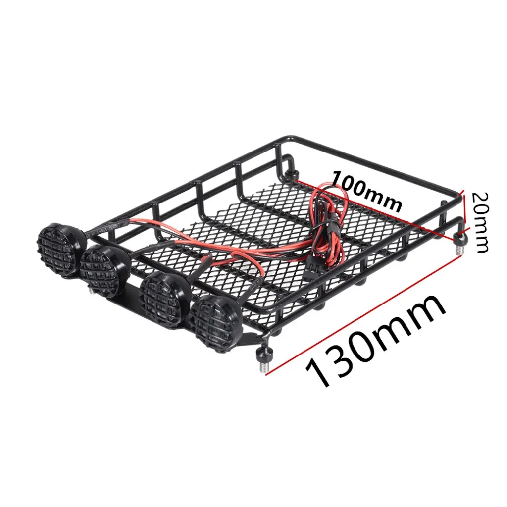RC 자동차 1:10 HPI CC01 AXIAL SCX10 D90용 루프랙 수하물 및 라이트 바