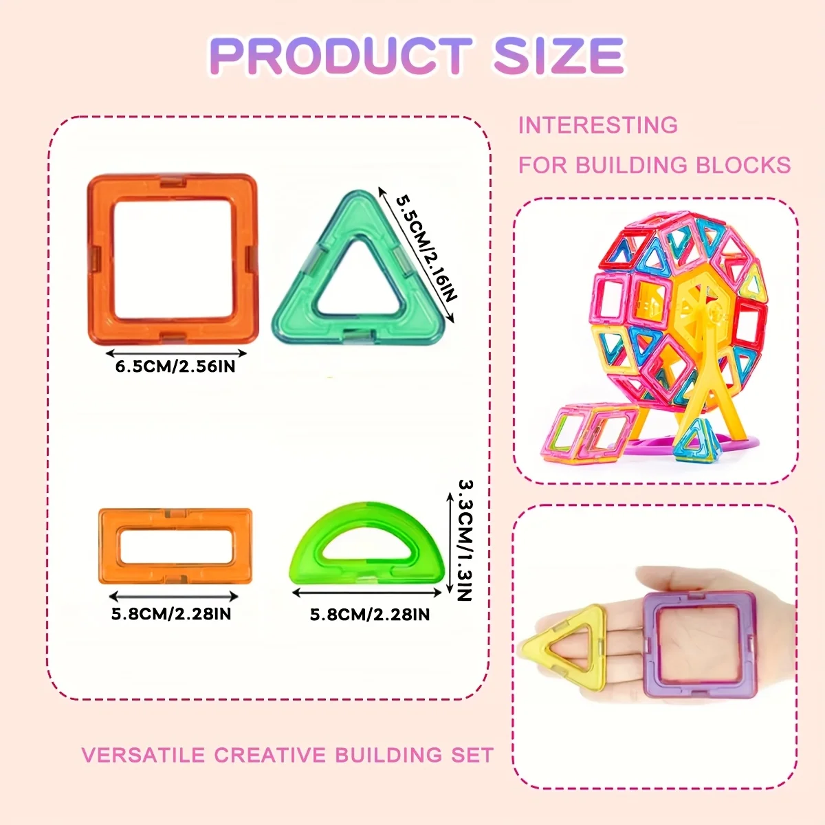 บล็อกแม่เหล็กขนาดใหญ่, ของเล่นแผ่นแม่เหล็ก, ของเล่นก่อสร้าง DIY, ของเล่นแบบโต้ตอบระหว่างพ่อแม่และลูก, เหมาะสำหรับของขวัญการเรียนรู้วันเกิดวันหยุดของเด็ก