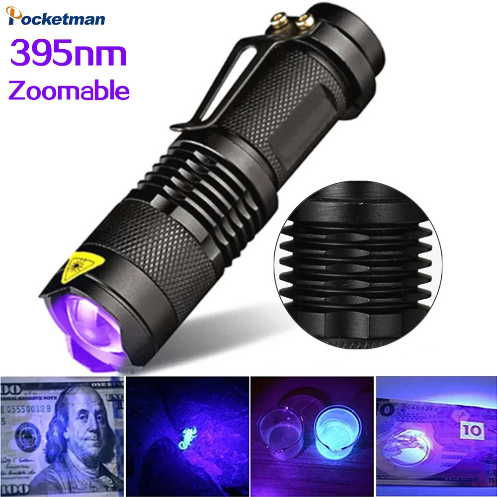 

Mini LED Flashlight Portable 395NM UV Torch Waterproof Ultraviolet Blacklight for Pet Urine Stains Detector Fluorescent Scorpion