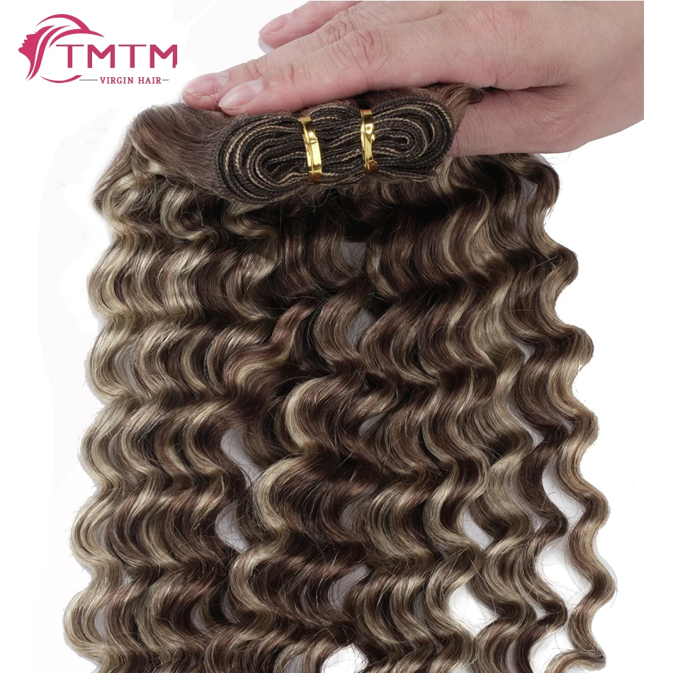 Deep Wave Human Hair Weft Brazilian Remy Hair Weave Curly Bundles Natural Human Hair Extensions Bundles For Women 100g 12-26Inch