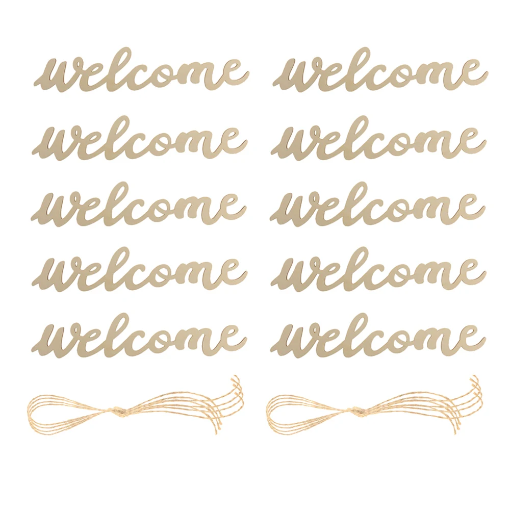 

10pcs Creative Letter Hanging Plaque Wooden Welcome Sign For Door Wall Decor Home Cafe Bar Wood Welcome Sign Hanging Pendant