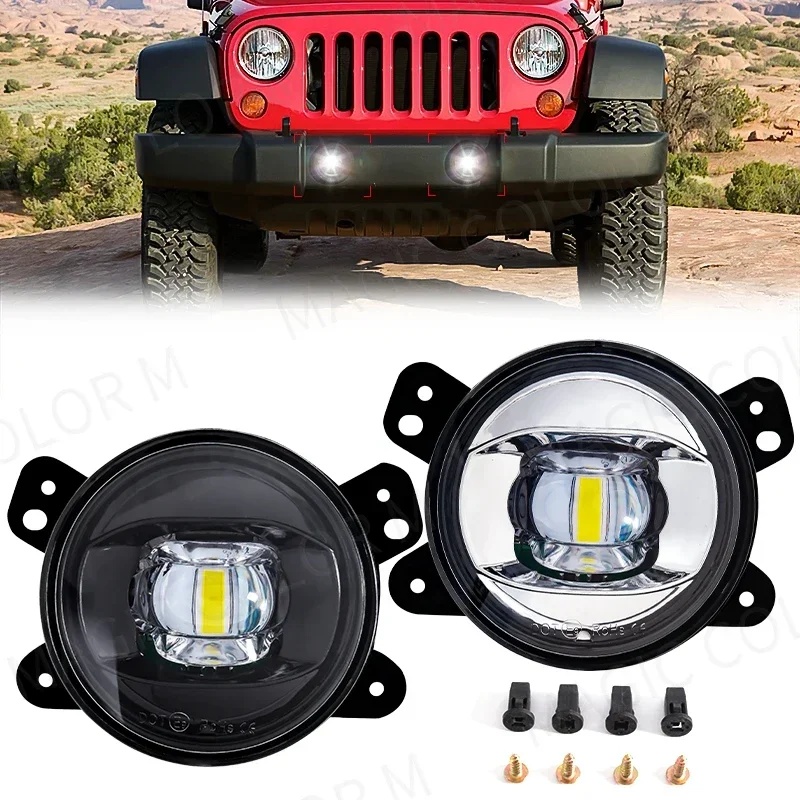 

For Jeep Wrangler JK JL JLU Rubicon Sahara 2018 2019 LED Fog Lamps DRL Daytime Running Lights Front Bumper Car Parts New 12V