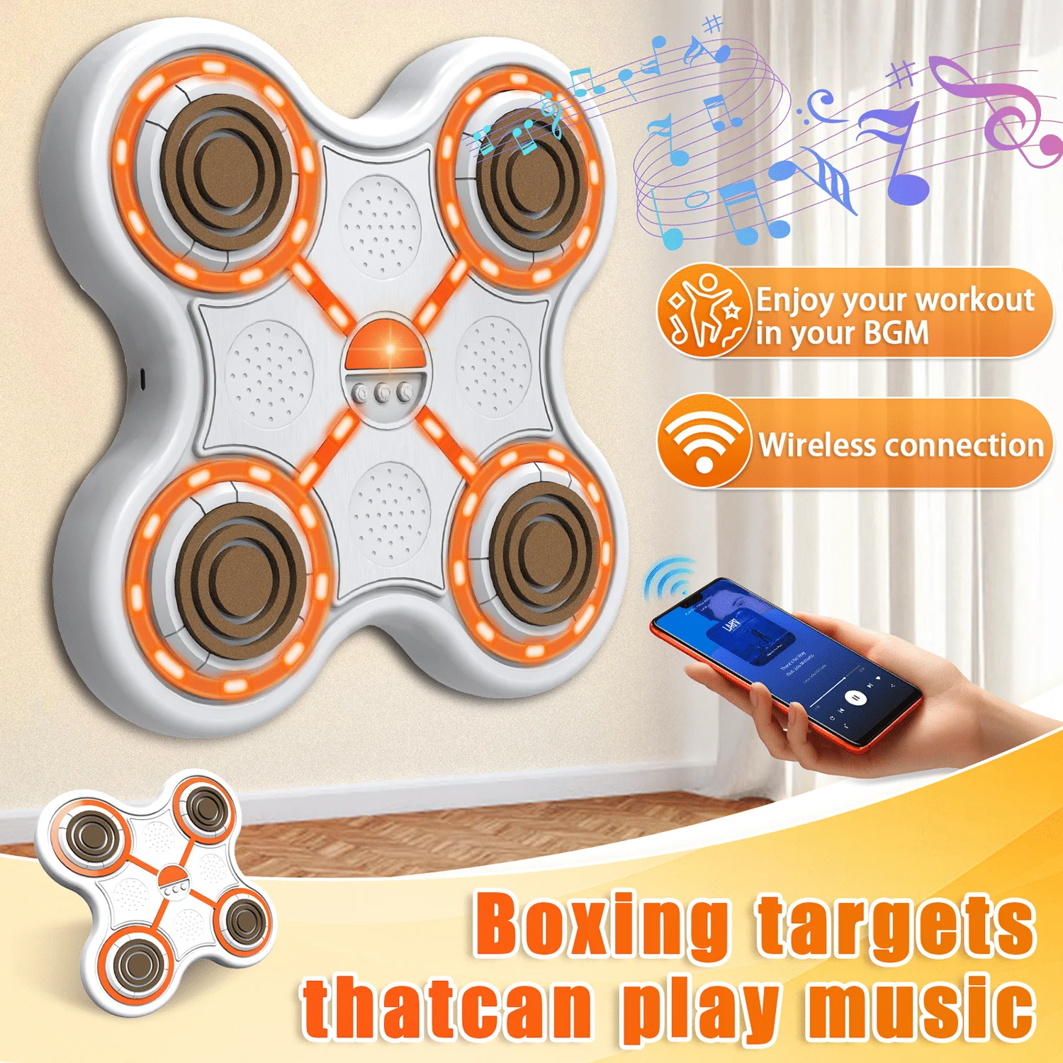 Machine de boxe musicale murale |   Jouet de tir à la cible intelligent avec gants |   Équipement d'exercice de fitness pour enfants pour garçons et filles de 3 à 1 ans