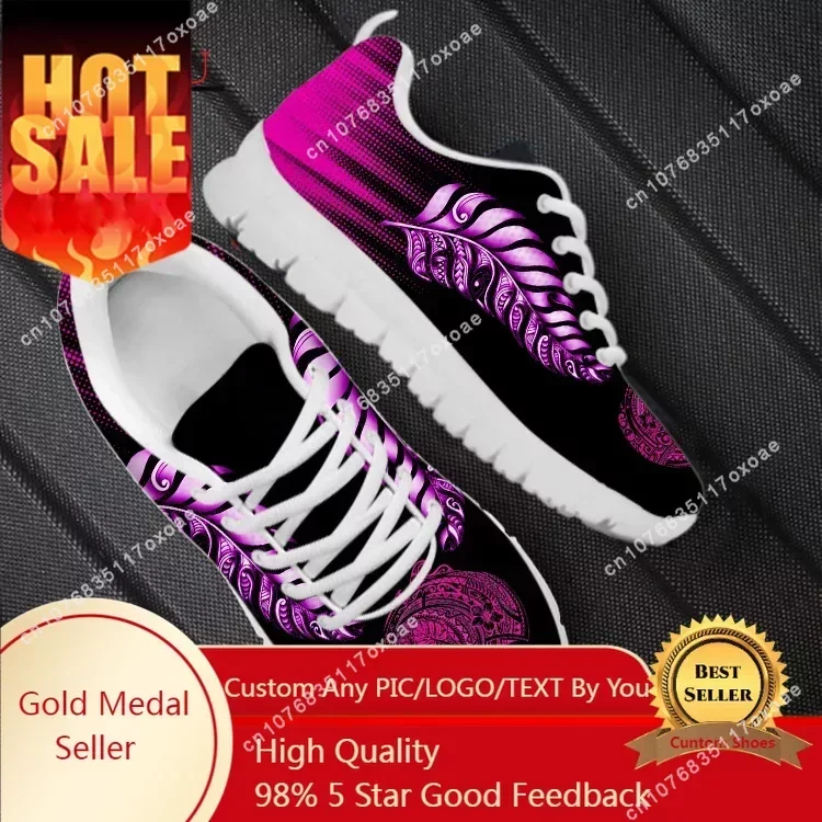 

Flats Shoes Women Casual Autumn Mesh Lace Up Sneakers Fashion Polynesian Tribal Tattoo Pattern Female Breathable Footwear