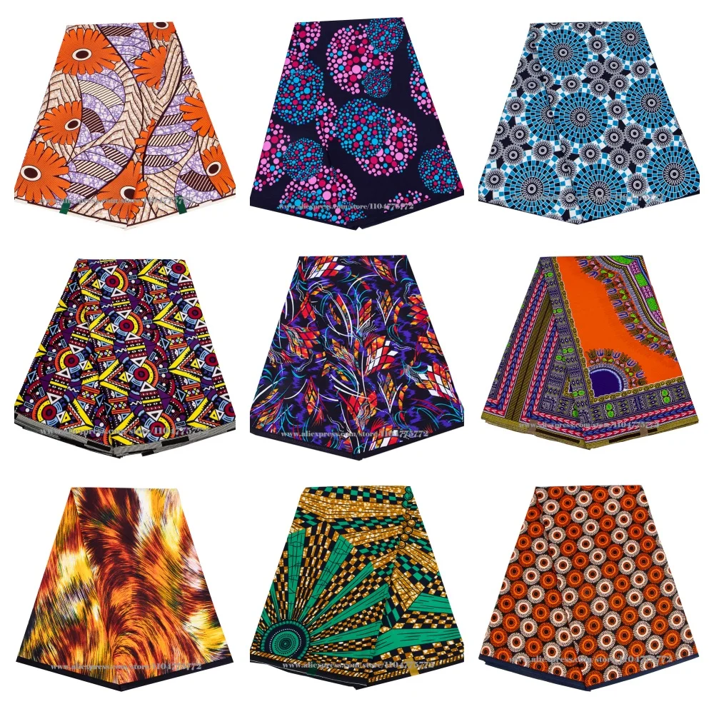 

African Wax Fabric Super Fabric 100% Cotton Ankara Wax Fabric Block Print Batik Fabric 6yards For Wedding Party