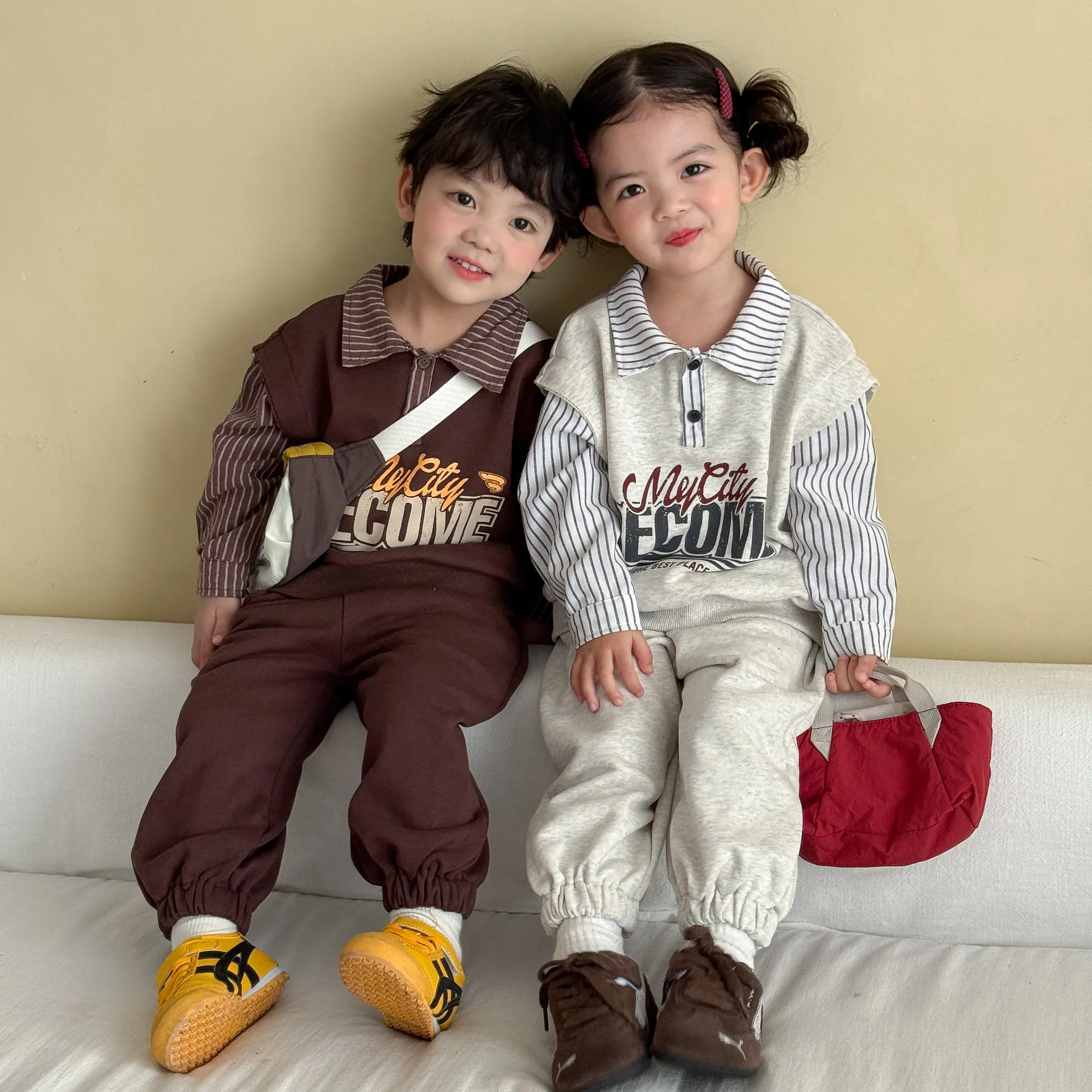 Autumn Children Long Sleeve Clothes Set Boys Girls Letter Print Sweatshirt + Sweat Pants 2pcs Suit Kids Sports Outfits  987
