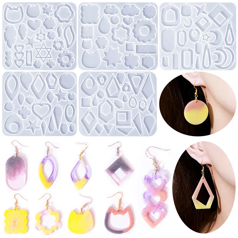 Molde de silicona para Pendientes colgantes, resina epoxi, estilo mixto, fabricación de joyas, moldes de fundición, dijes DIY, artesanía creativa DIY