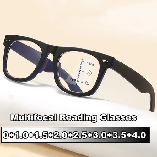 Nuevas gafas de lectura multifocales para hombre y mujer, gafas Vintage Retro antiluz azul, montura cuadrada, presbicia progresiva 0 + 1,0 + 4,0