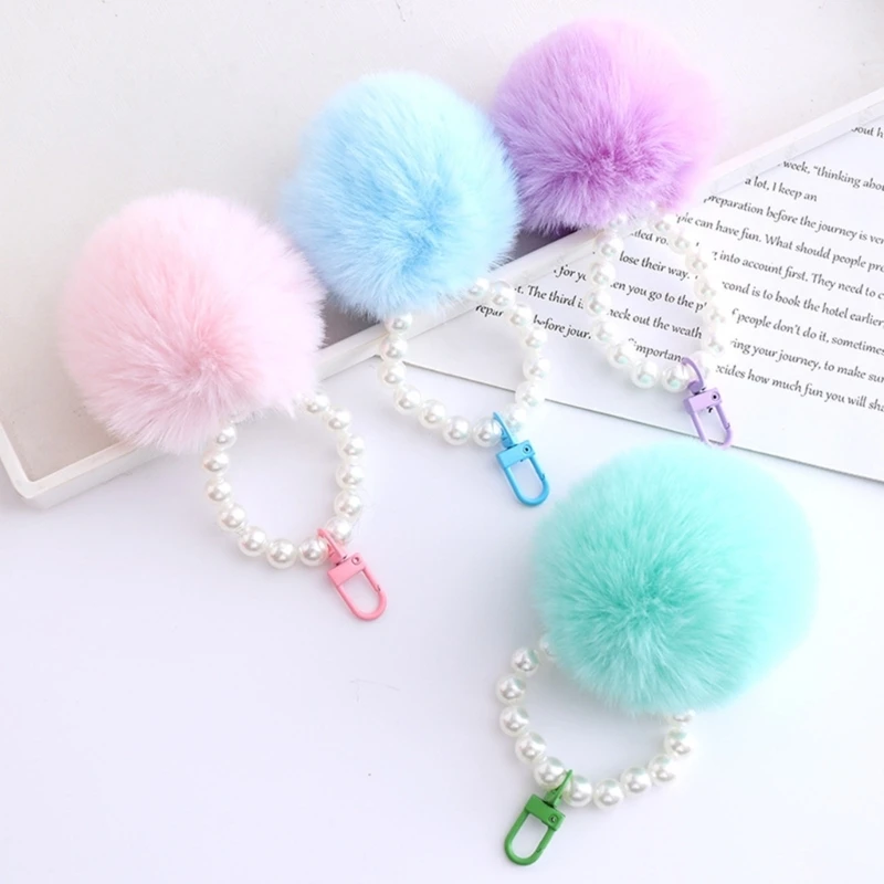 10 adet tavşan Faux kürk Pom Pom için 5.5cm yapay peluş kabarık ponpon topları anahtarlık şapka eldiven Charms DIY dikiş malzemeleri
