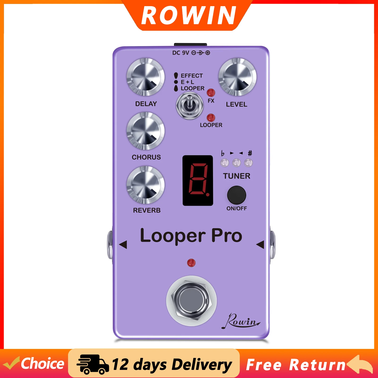 Looper Pedal Guitar - ROWIN RE-05 Gitar Looper Pro Çoklu