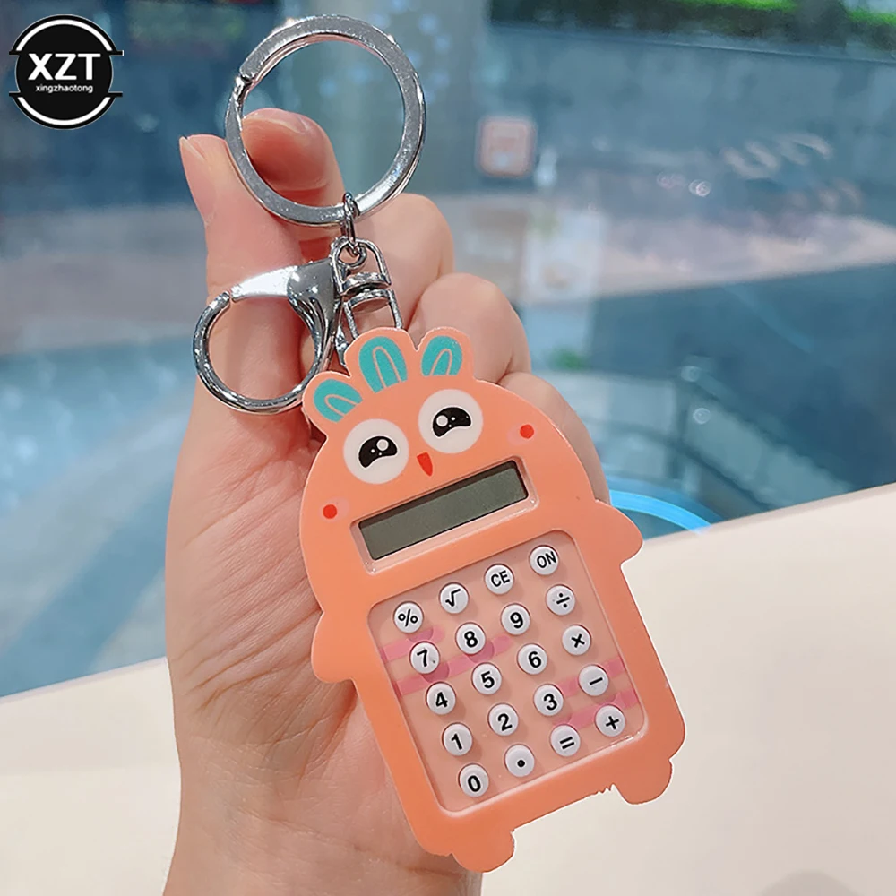 Creative Pocket Mini Calculator with Keychain 8 Digits Display Cute Cartoon Calculator Portable Calculadoras School Supplies