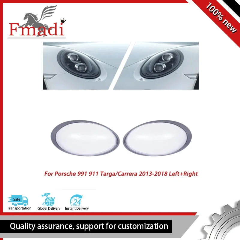 

Pair Headlight Headlamp Lens Cover For 2013-2018 Porsche 991 911 Targa/Carrera