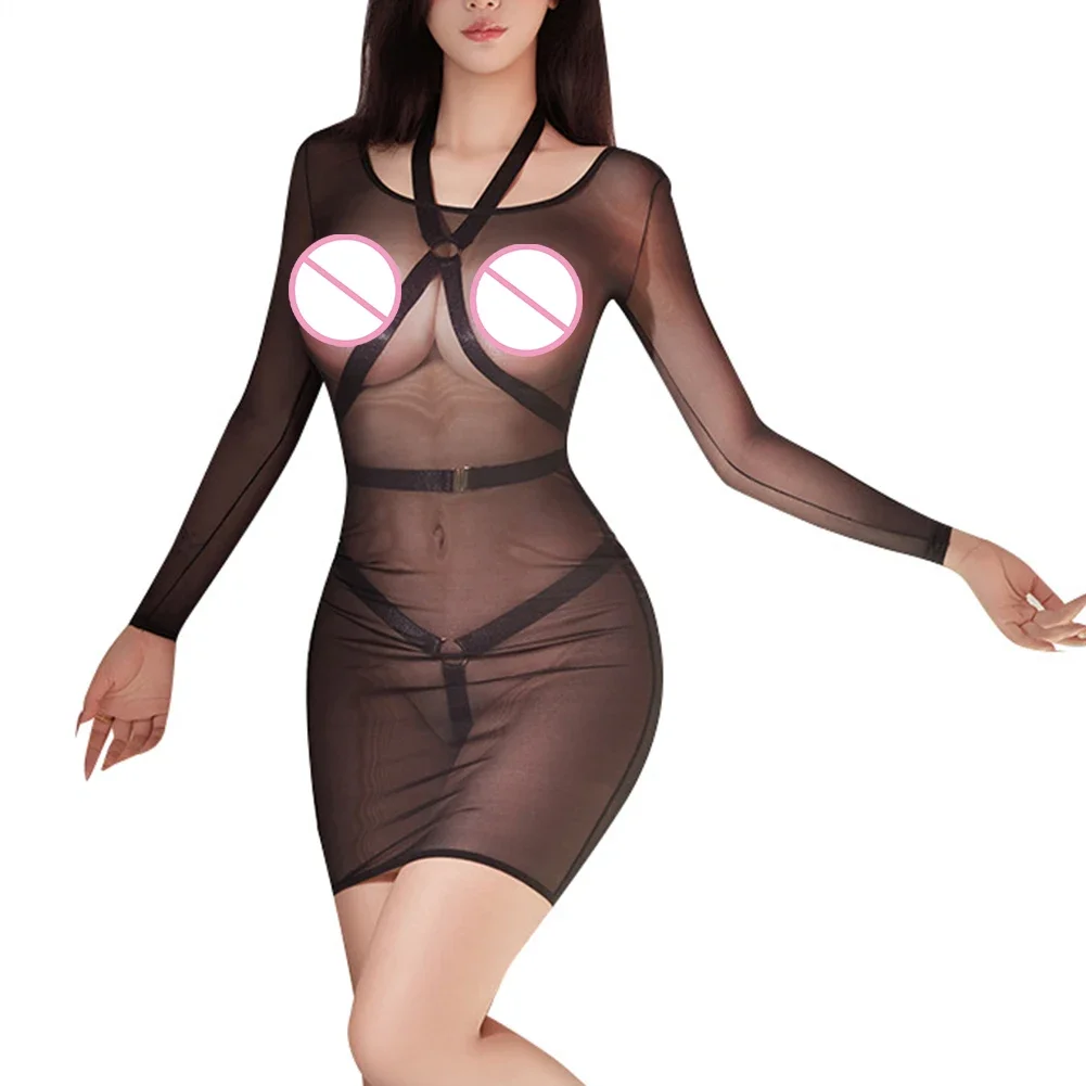 Breezy Vestido de juego de reina contemporáneo de pieza de moda para mujer en un estilo hueco sexy completo con práctico acento de cuerda