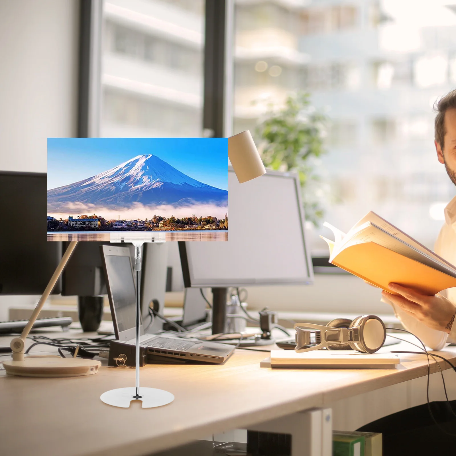 Poster Holder Adjustable Stand Banner Clip Stands Display Shaped Abs Stainless Steel Sign