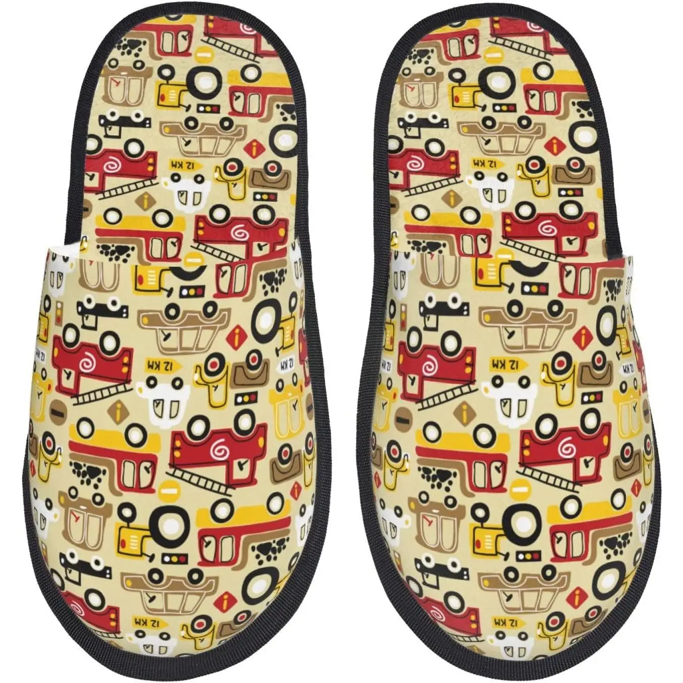 

Женские нечеткие без шнуровки с принтом транспортных средств, домашние и уличные зимние домашние тапочки, гостевые тапочки для спальни, женские принты