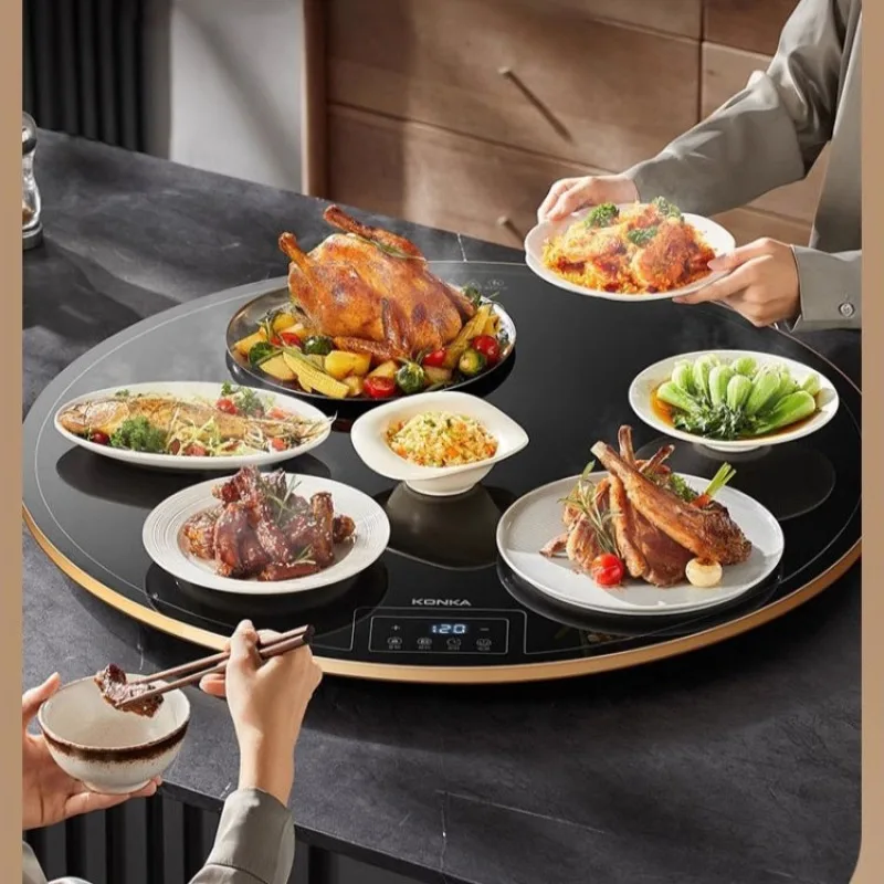 Electric Food Warmer Smart Home Meal Insulation Board Multi-function Warm Food Heating Plate Insulated 27cm Round Dining Table