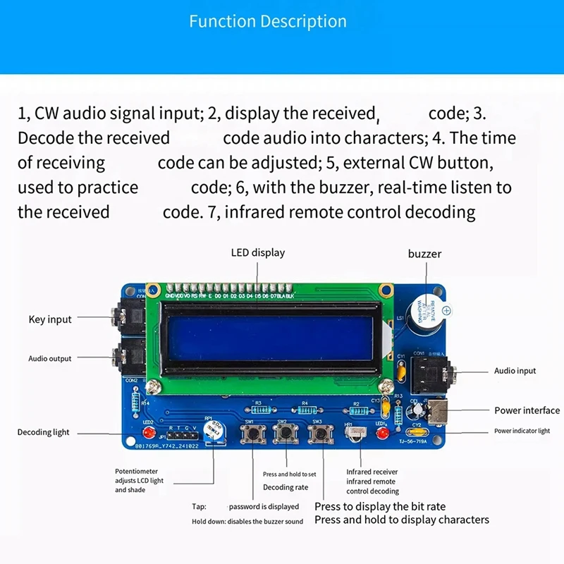 A98E-Upgrade CW Morsecode Infrarood Decoder Elektronische DIY Productiekit Wetenschapsexperiment Leuke printplaat TJ-56-719