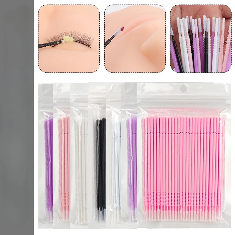 Grafting Eyelashes Disposable Cleaning Cotton Swab Bag Spiral Long Strip Small Cotton Swab Eyelash Removal Miniature Brush