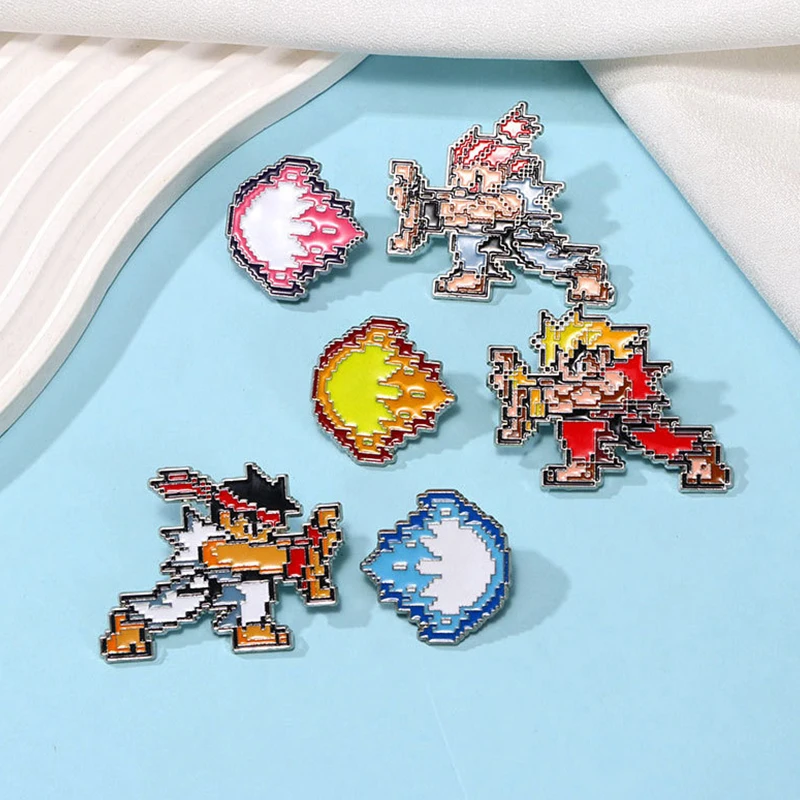 Cartoon Arcade Street Game Enamel Brooches Creative Anime Character Flame Fighter Game Lapel Pins Badges Jewelry Gifts