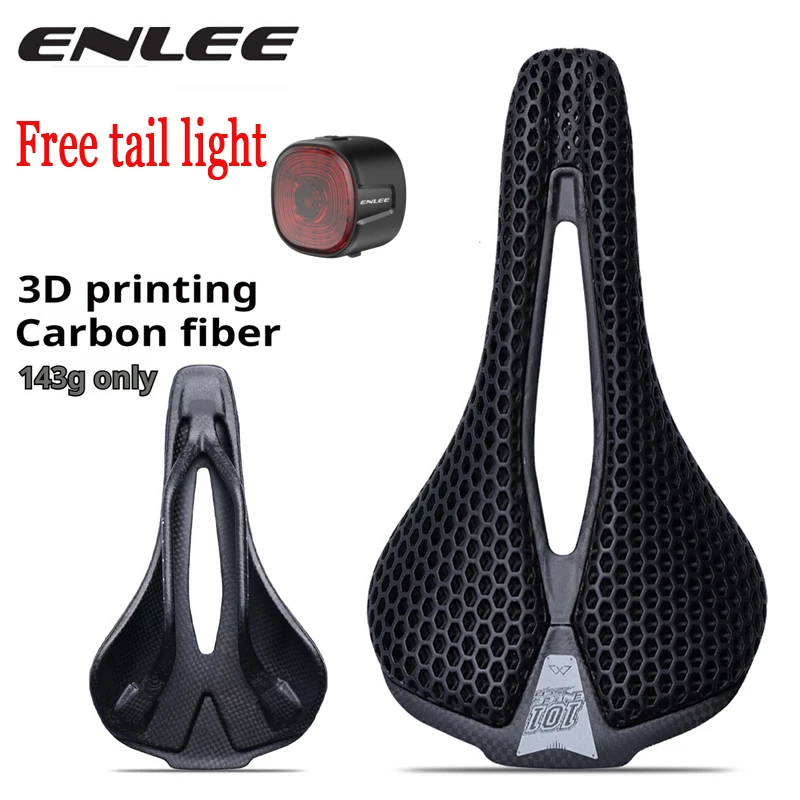 ENLEE Bicycle 3D Printed Saddle Ultralight Carbon Fiber Road Mountain Bike Nylon Cushion Comfortable 3D MTB Saddle Seat