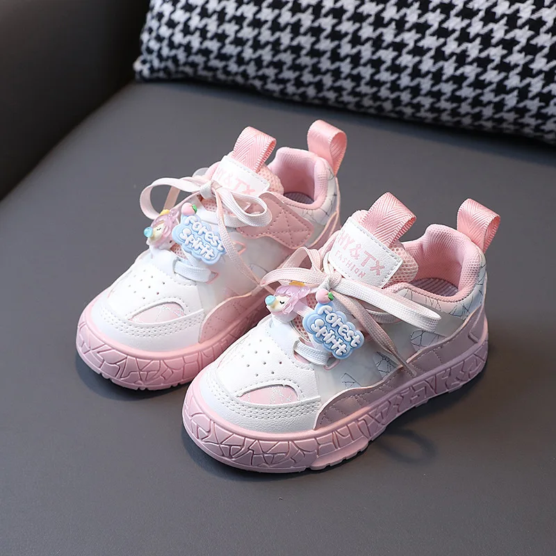 Spring Sport Shoes For Children Korean Style Cute Sneakers For Girls Anti-slippery Running Footwear For Kids Plush Warm Boots