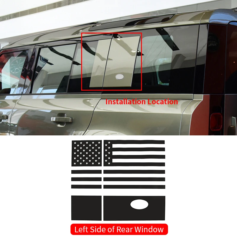 For Land Rover Defender 110 2020-2021 Car Rear Door Exterior Side  Window Pull Flower Film Stickers Decal Emblem Car Accessories