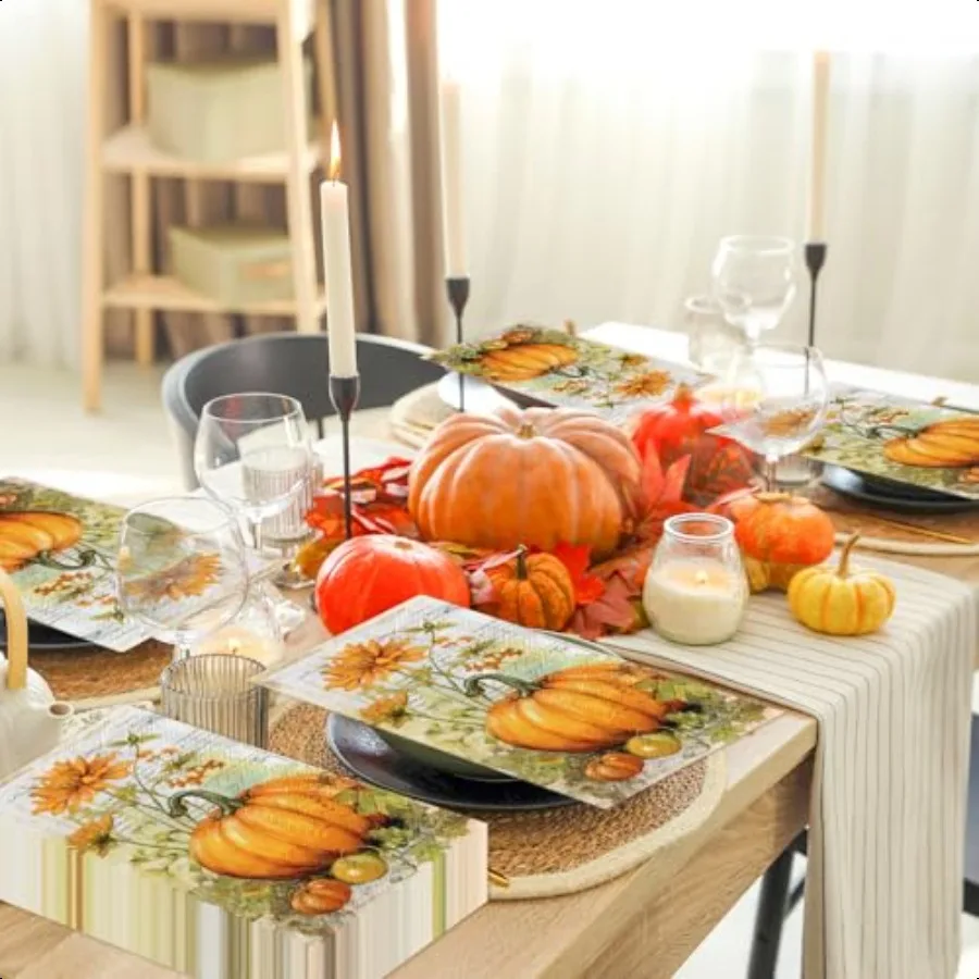 Tovaglioli del Ringraziamento da 100 pezzi Asciugamani autunnali per il bagno Asciugamani di carta per ospiti di zucca Tovaglioli di carta autunnali per il raccolto autunnale