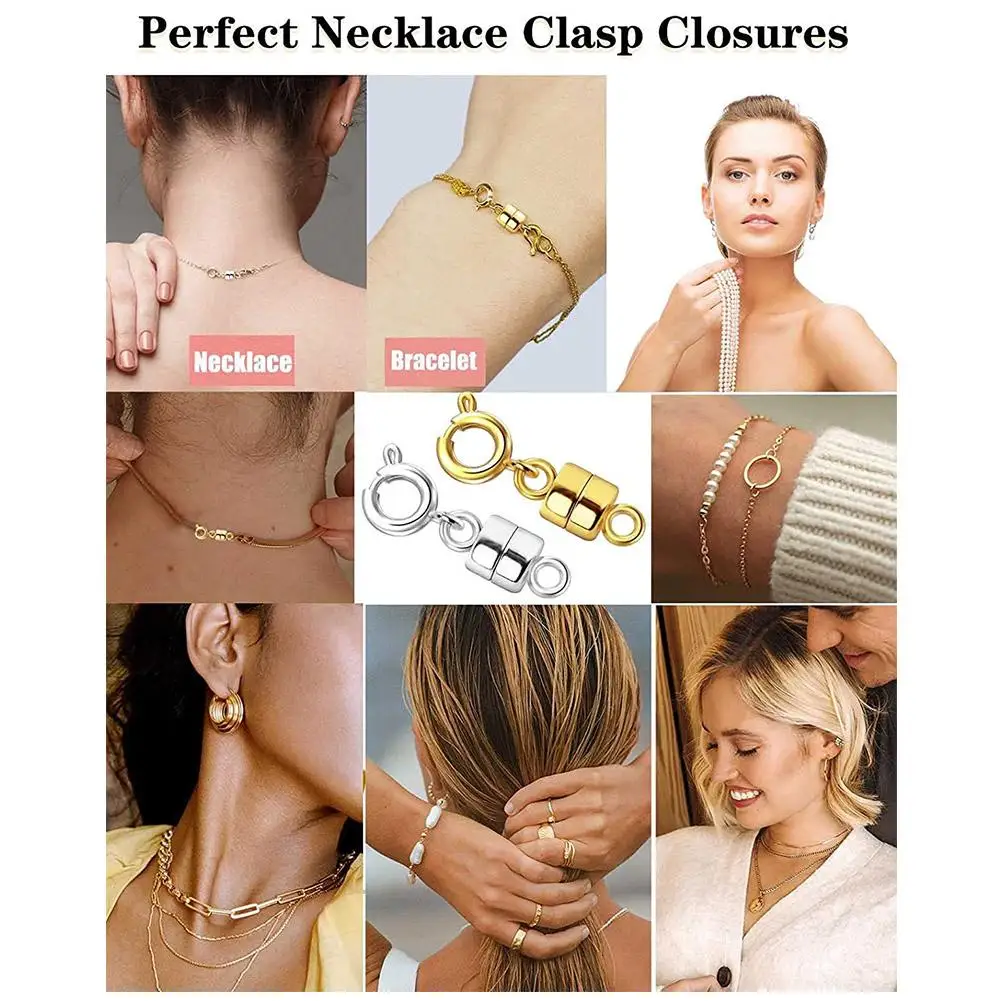 Colar magnético Fecho e Fechamentos, Extensor de Corrente, Prata e Ouro, Pulseira e Colares, Drop Shipping, X2E7