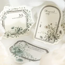 JIANWU Flower Dream Light Language Series Vintage Border Label Material Collage Memo Pad Creative DIY Junk Journal Stationery