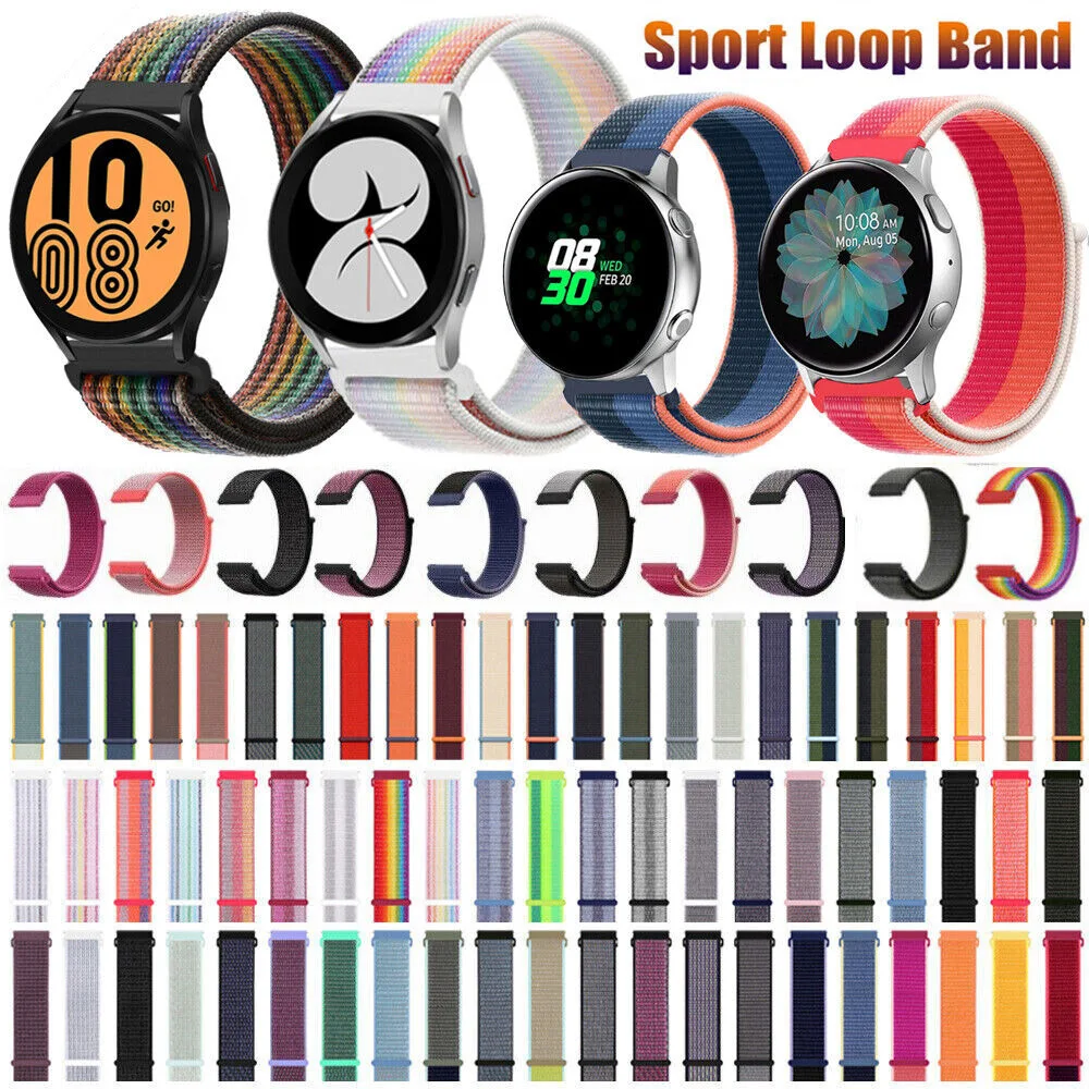 22mm 20mm Nylon Loop Strap for Samsung Galaxy Watch 3/4/5/6/Gear S3 Wristband for Huawei Watch 4/GT-2-3-Pro/Amazfit GTR/GTS Belt