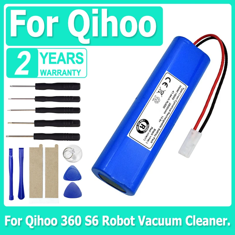 XDOU New Suitable For Qihoo 360 S6 Robot Vacuum Cleaner. 14.8V. 4800mAh Spare Battery Pack Or Better.+ Tools Kit