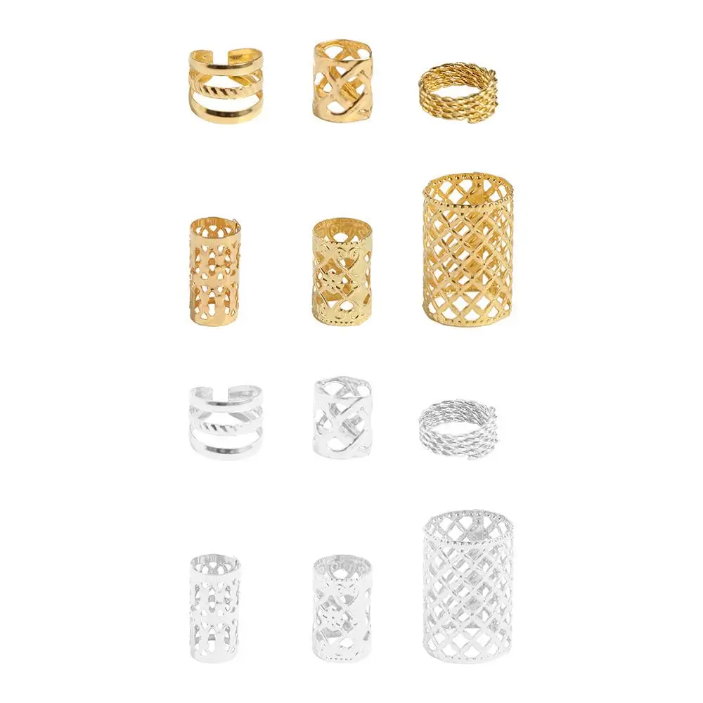 90 قطعة أقفال الرهبة الجوف خارج الشعر الدائري المعادن الكفة كليب الشعر تجديل المجدل الخرز قابل للتعديل أغطية الرأس أنابيب جديلة الشعر #5