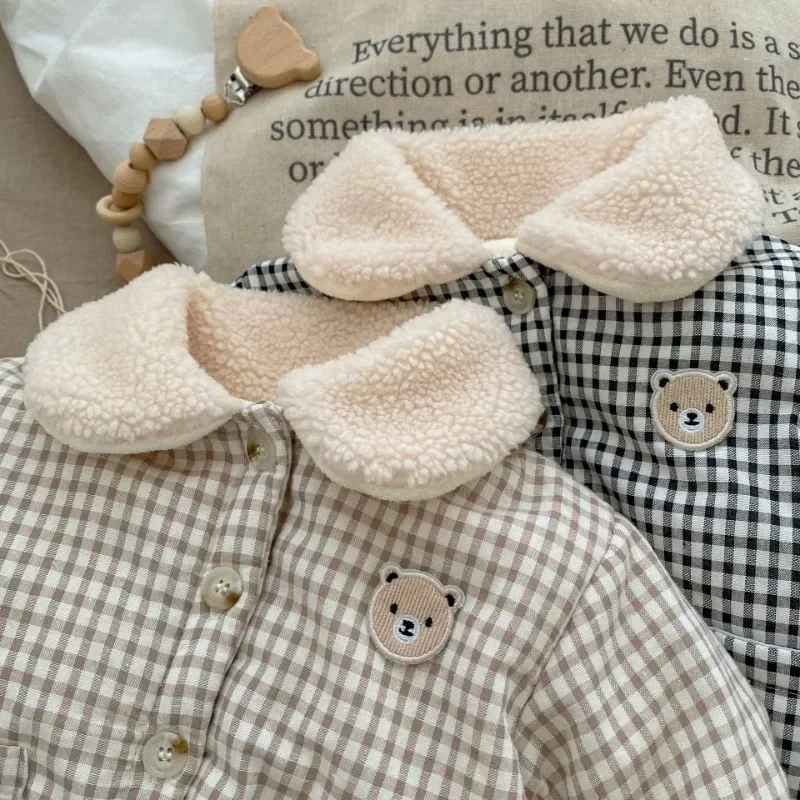 Korean Style Baby Clothes Winter New Fashion Plaid Cotton Padded Children Outerwear Toddler Boy Girl Warm Jacket Tops Ropa Bebe