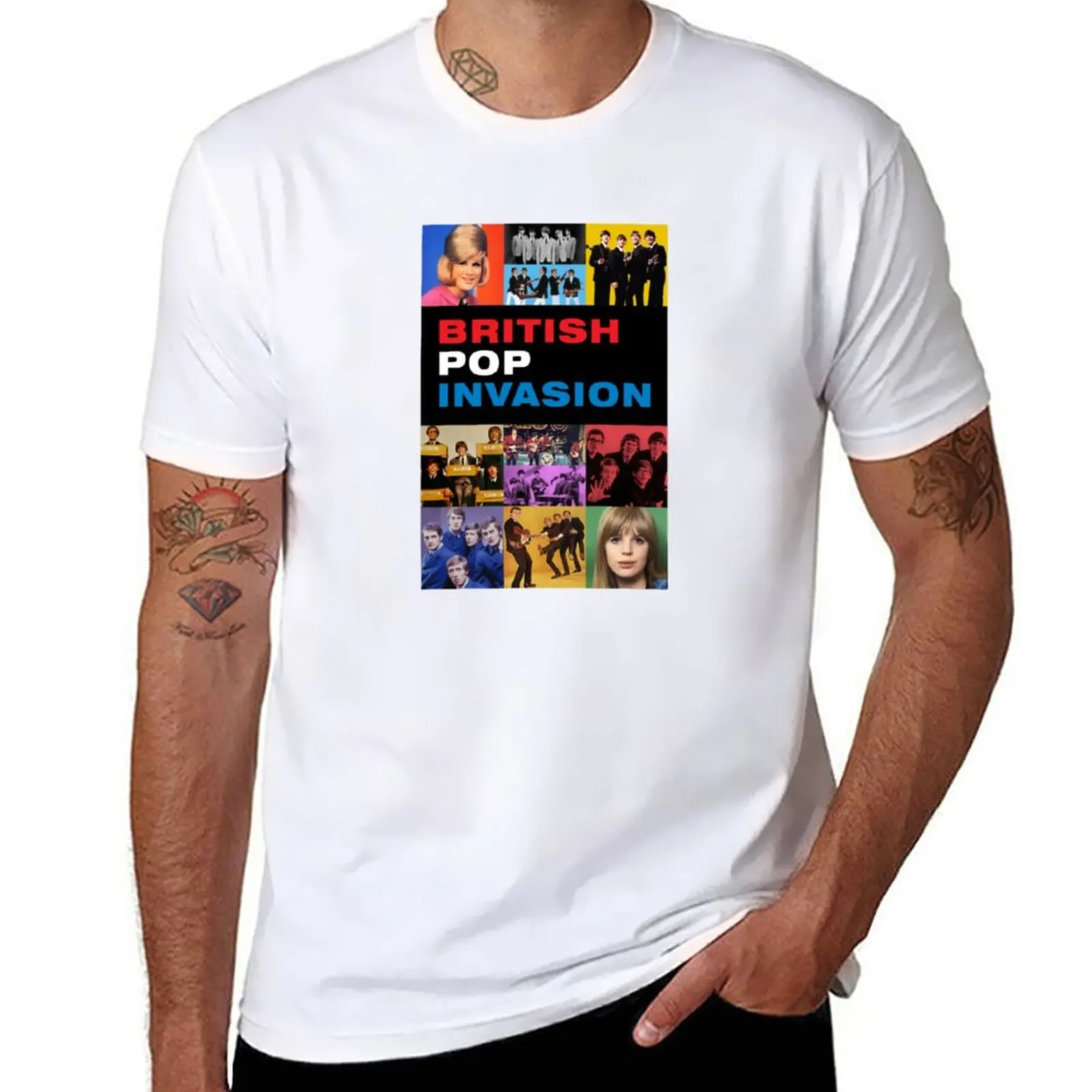 

British Pop Invasion T-Shirt summer tops vintage clothes Short sleeve tee men