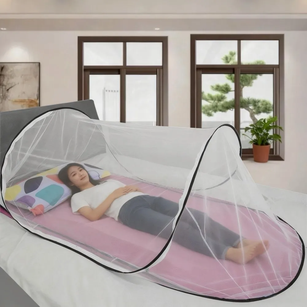 Full Cover Travel Folding Mosquito Net Anti Mosquito Insect Protection Single Bed Sleeping Mosquito Net Adjustable Convenient
