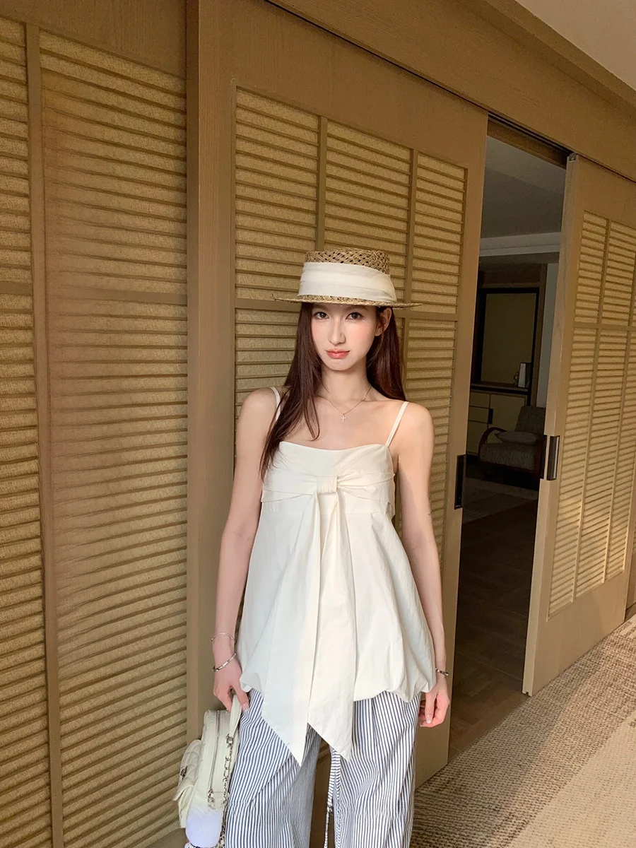 

White Knot Vacation Style Strap Women's Summer Slim Design Unique Sleeveless Top Zero Degree Soda Brand
