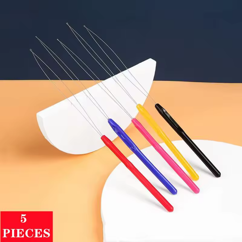 5Pcs New Tufting Gun Needle Threader Colorful Plastic Handle Thread Threader Cross Embroidery Beading Device For Sewing Tools