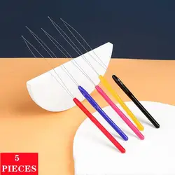 5Pcs New Tufting Gun Needle Threader Colorful Plastic Handle Thread Threader Cross Embroidery Beading Device For Sewing Tools